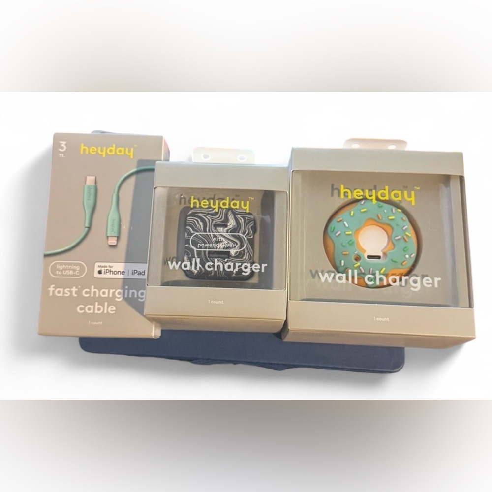 You will get all 3pcs Heyday items - fast charging cable and 2 wall charges